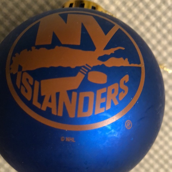 NY ISLANDERS CHRISTMAS BALL ORNAMENT MATTE ORANGE ON MATTE BLUE GOLD TOP - #406 - Picture 7 of 7